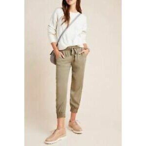 Cloth & Stone Women's Beige Linen Pants W/Patterned Bleech Spots - Medium